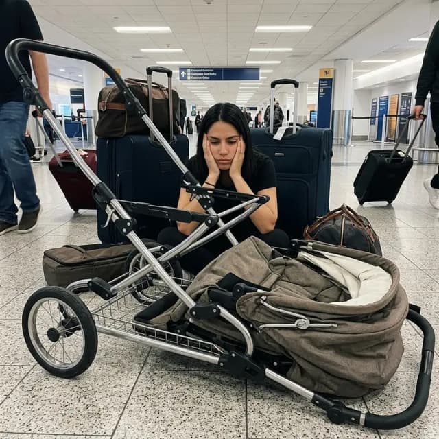 Camila Restrepo abrumada con coche tradicional pesado